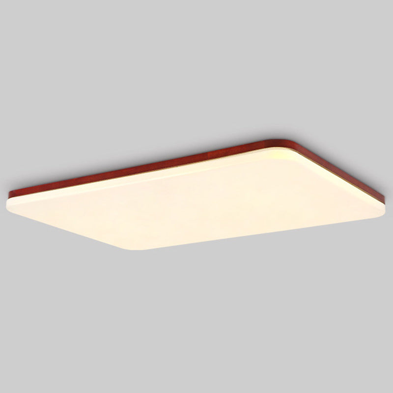 Ultrathin Wooden Ceiling Flush Mount Lighting Simplicity Red Brown Flush Lamp for Dining Room