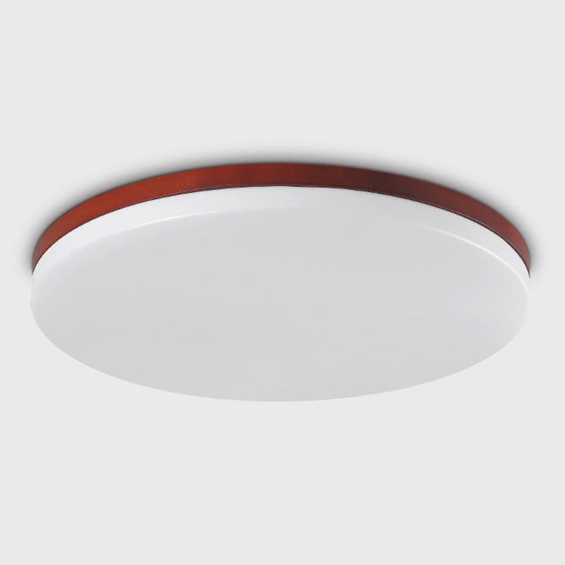 Ultrathin Wooden Ceiling Flush Mount Lighting Simplicity Red Brown Flush Lamp for Dining Room