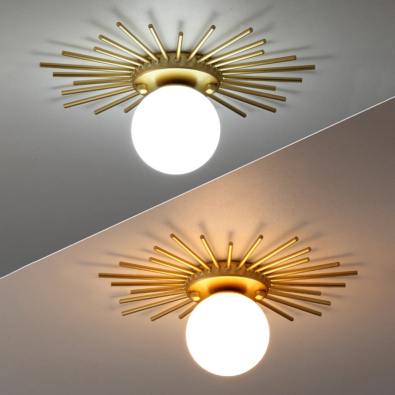 Luces de techo de montaje empotrado de metal radial Decoración interior Accesorio de techo de montaje empotrado con pantalla de cristal de bola