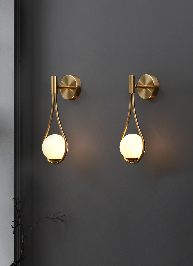 Modern Style Teardrop Sconce Light Fixture Glass Bedroom Wall Mounted Light Fixture