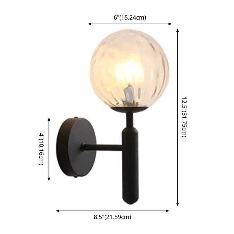 Nordic Style Single Light Wall Mounted Light Ball Glass Shade Wall Lighting for Bedside
