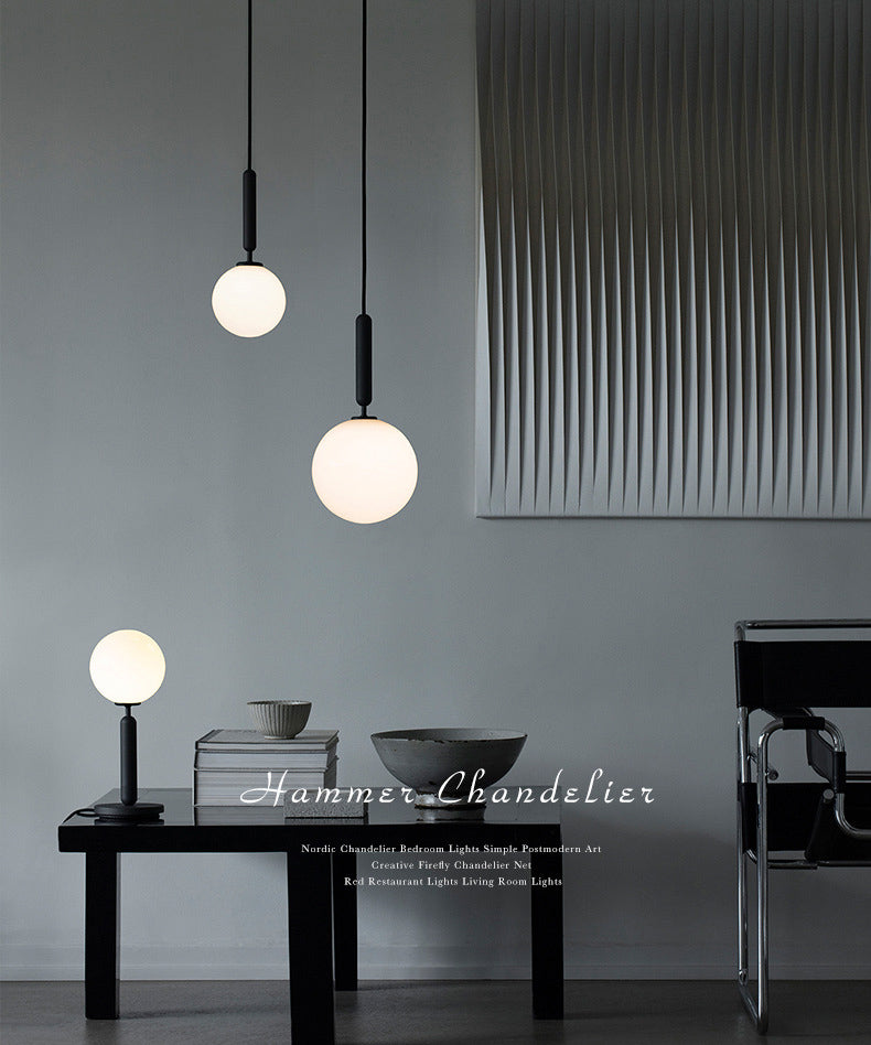 Spherical Pendant Lighting Fixture Modern Style Glass Pendant Ceiling Light for Bedroom