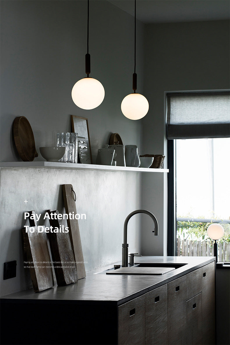 Spherical Pendant Lighting Fixture Modern Style Glass Pendant Ceiling Light for Bedroom