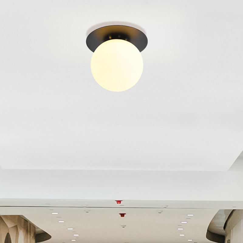 Minimalist Flush Mount Ceiling Light Fixture Spherical Flush Ceiling Light Fixture with Glass Shade