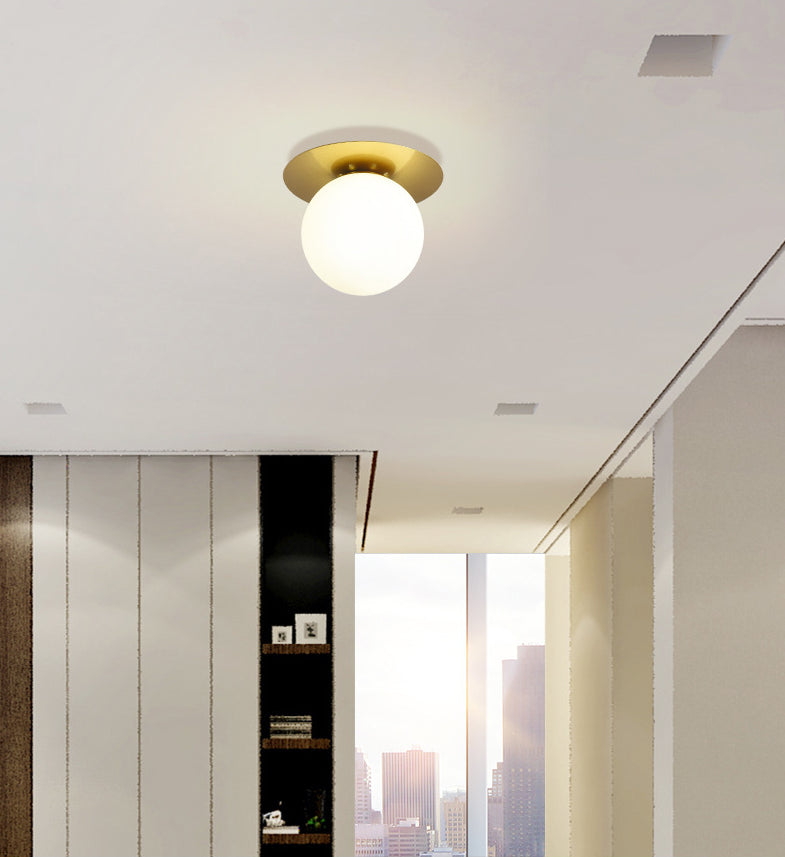 Minimalist Flush Mount Ceiling Light Fixture Spherical Flush Ceiling Light Fixture with Glass Shade