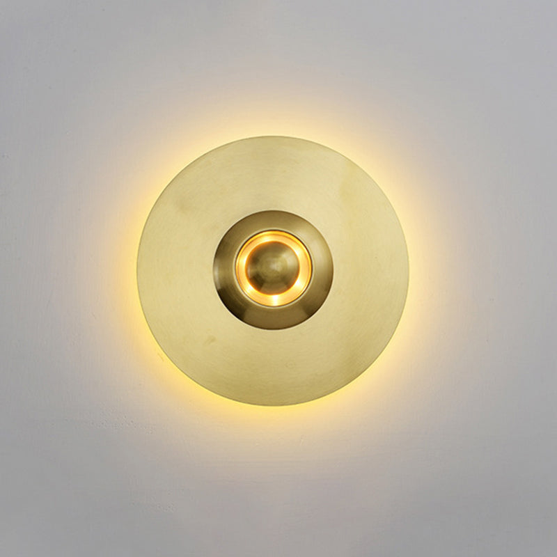 Round Disc Sconce Light Fixture Nordic Minimalist Style Copper  1 Light Sconces