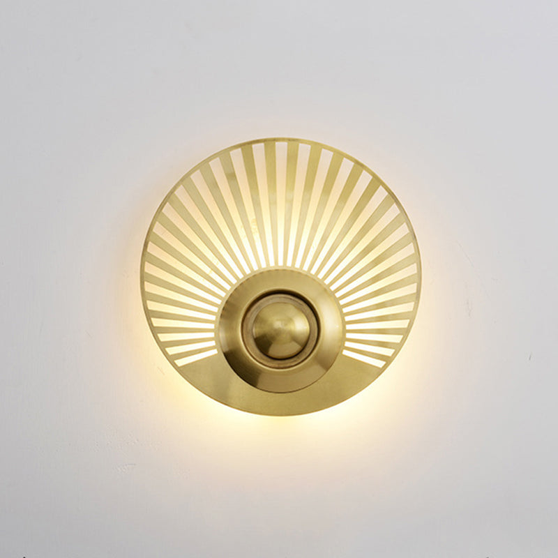 Round Disc Sconce Light Fixture Nordic Minimalist Style Copper  1 Light Sconces