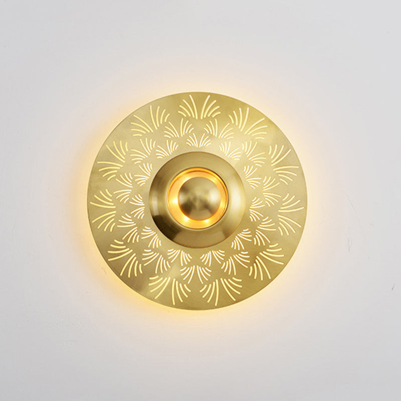 Round Disc Sconce Light Fixture Nordic Minimalist Style Copper  1 Light Sconces
