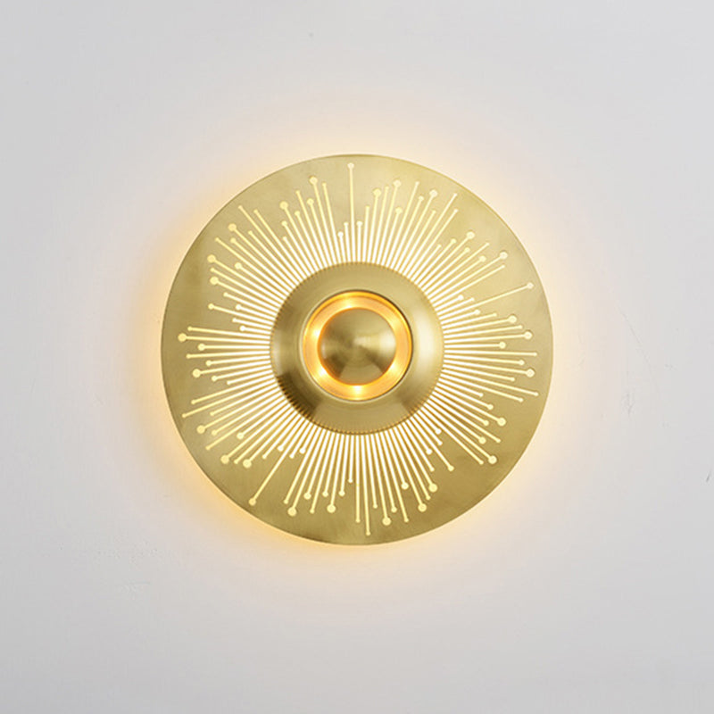 Round Disc Sconce Light Fixture Nordic Minimalist Style Copper  1 Light Sconces