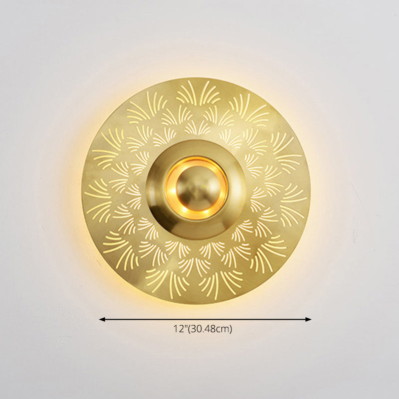 Round Disc Sconce Light Fixture Nordic Minimalist Style Copper  1 Light Sconces