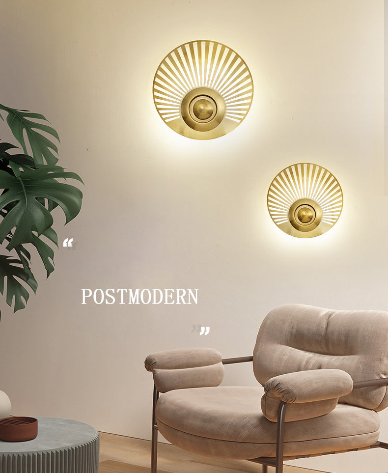 Round Disc Sconce Light Fixture Nordic Minimalist Style Copper  1 Light Sconces