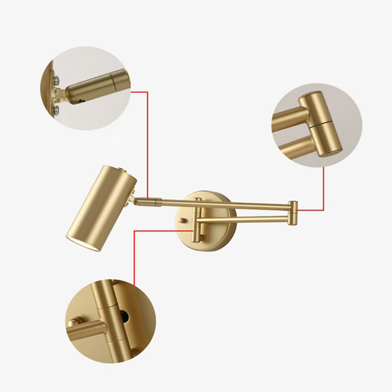 Swing Arm Wall SCONCE Moderne minimalistische stijl Metal 1 Lichte stukken voor slaapkamer