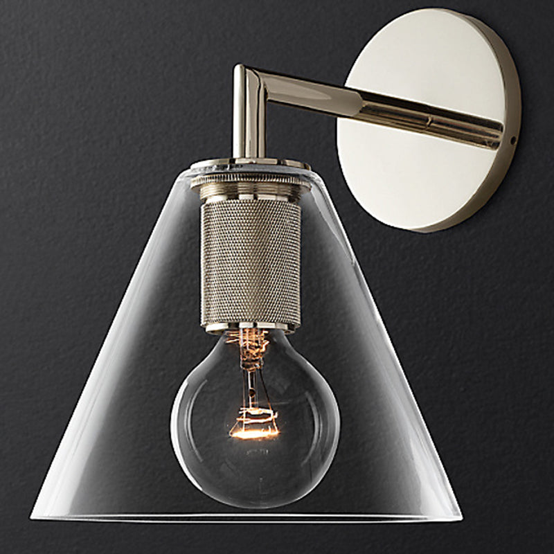 Retro Minimalist Style Cone Sconce Light Fixture  Glass Sconces for Bedroom