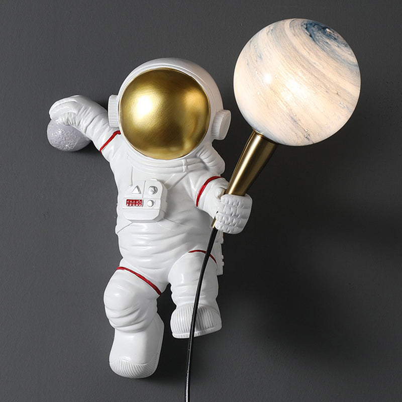 Astronaut Modelado de luces de matriz esféricas Resina creativa 1 luz sonces
