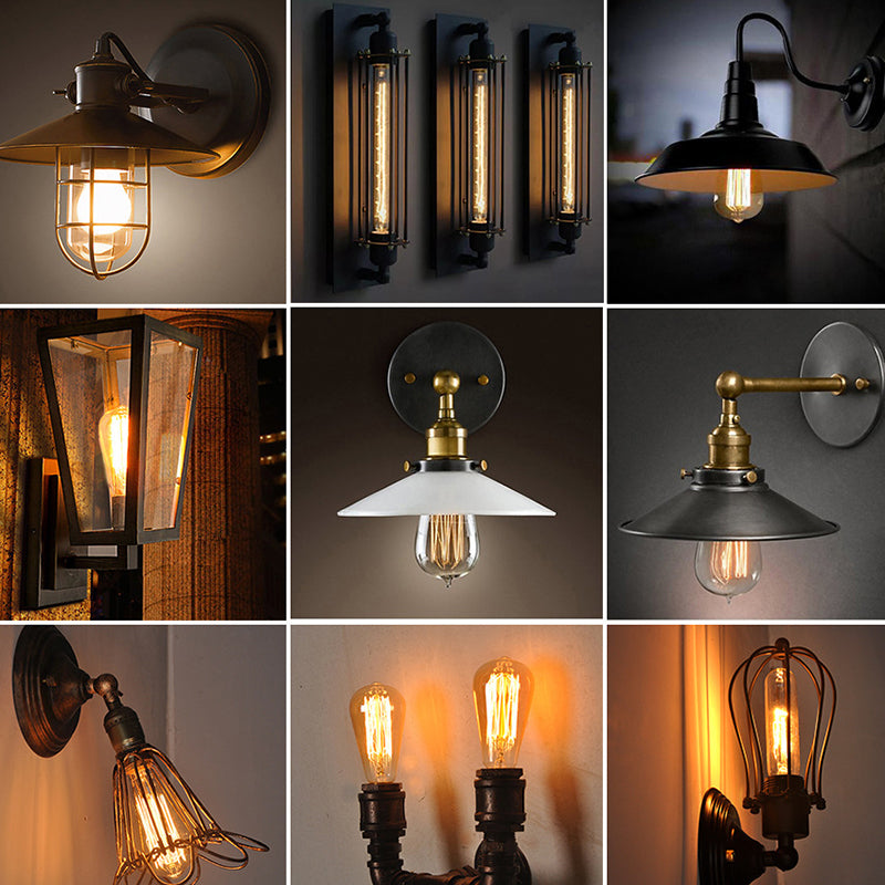 Bewaffnete Metallwandleuchten Amerikaner Retro Industrial Style 1 Lichtleuchte
