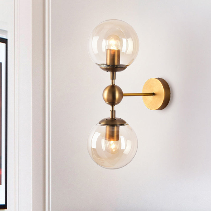 Luces de apliques de pared esféricas nórdicas apliques de vidrio de estilo retro para dormitorio