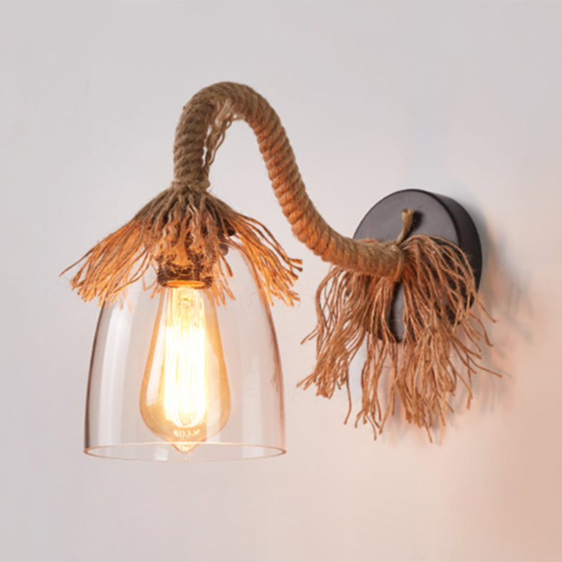 Gooseneck Stem Wall Light Sconce American Retro Style Glass 1 Light Sconces