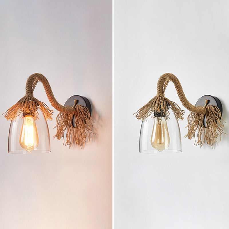 Gooseneck Stem Wall Light Sconce American Retro Style Glass 1 Light Sconces