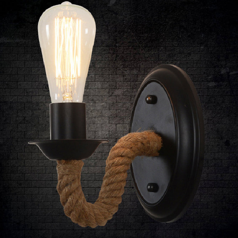 Gooseneck Wall Lamp American Retro Style Metal 1 Light Sconces