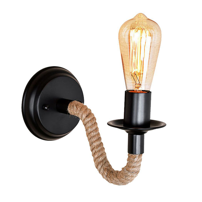 Gooseneck Wall Lamp American Retro Style Metal 1 Light Sconces