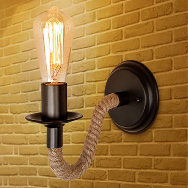 Gooseneck Wall Lamp American Retro Style Metal 1 Light Sconces