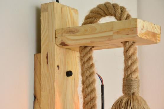 Retro Pastoral Style Exposed Bulb Wall Light Sconce Wood 1 Light Sconces