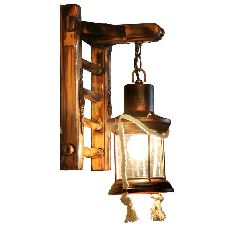 Retro -stijl muurlicht SCONCE met lampenkap 1 lichtglazen sconces