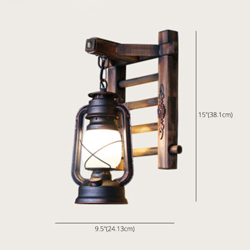 Retro -stijl muurlicht SCONCE met lampenkap 1 lichtglazen sconces