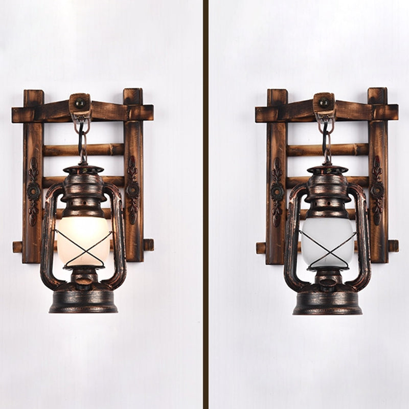 Retro -stijl muurlicht SCONCE met lampenkap 1 lichtglazen sconces