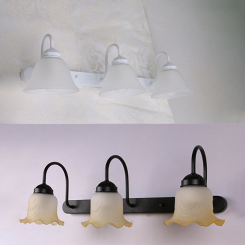 Gooseneck Vanity Mirror Lights  American Pastoral Style Glass 3 Bulb Vanity Light