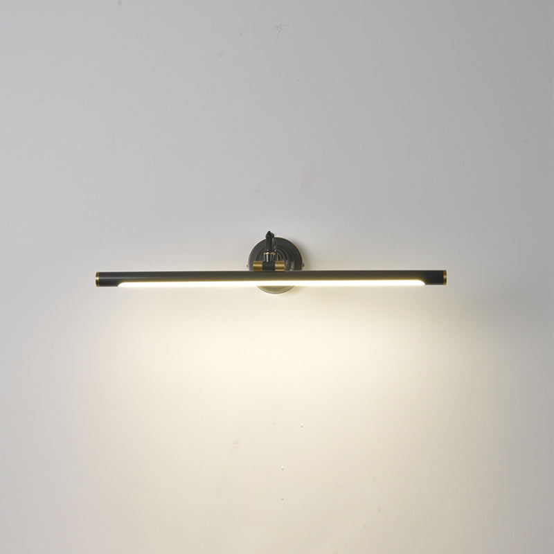 Linear Vanity Light Fixture Retro Style Copper Single Vanity Light