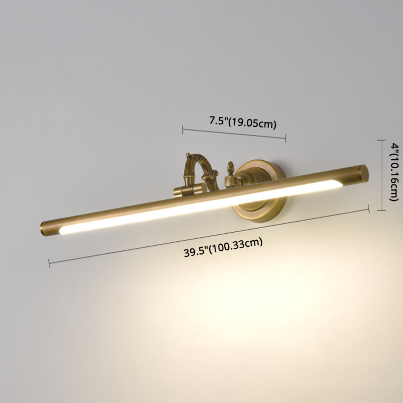 Linear Vanity Light Fixture Retro Style Copper Single Vanity Light