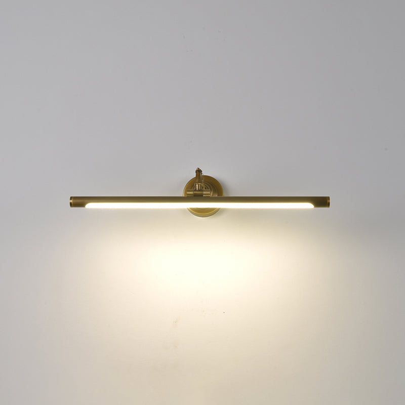 Linear Vanity Light Fixture Retro Style Copper Single Vanity Light