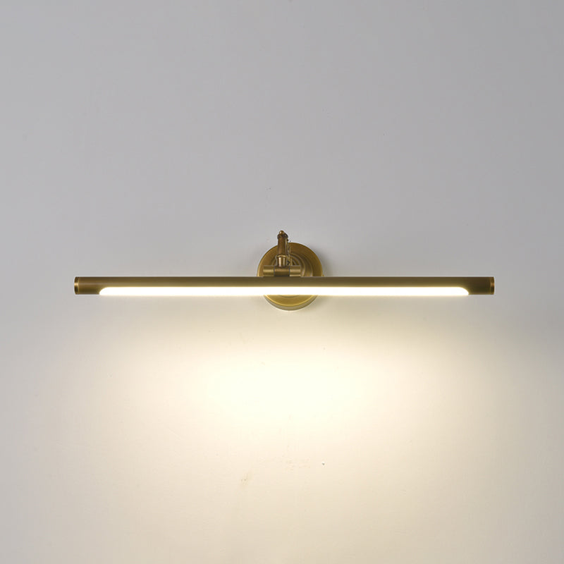 Linear Vanity Light Fixture Retro Style Copper Single Vanity Light