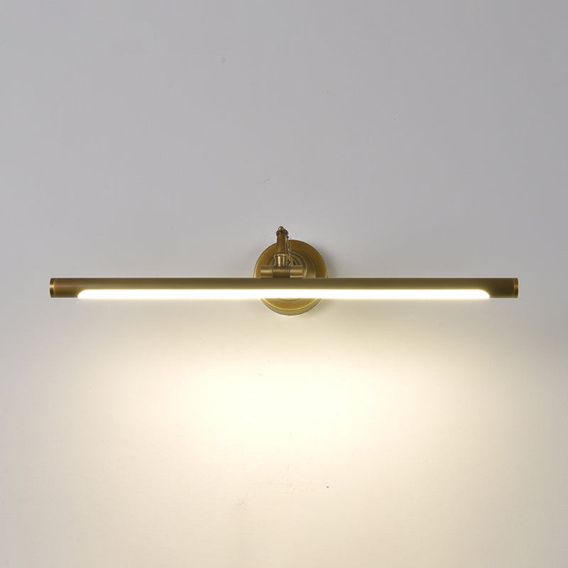 Linear Vanity Light Fixture Retro Style Copper Single Vanity Light