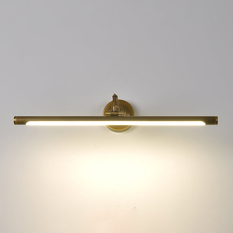Linear Vanity Light Fixture Retro Style Copper Single Vanity Light