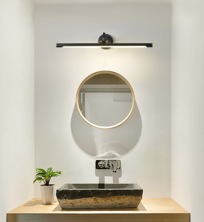 Linear Vanity Light Fixture Retro Style Copper Single Vanity Light