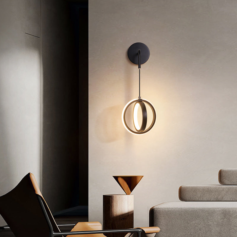 Circular Wall Light Fixtures Modern Minimalist Style Metal Sconces