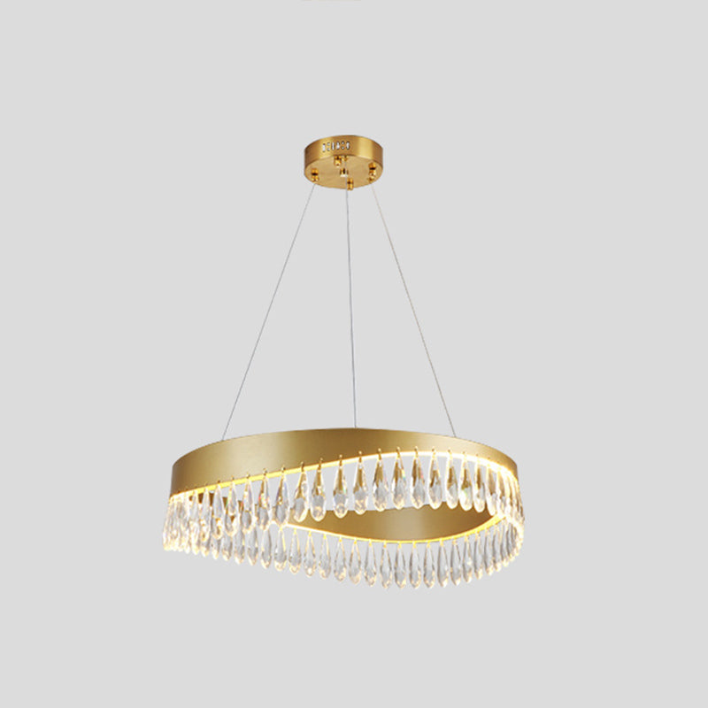 Adjustable Hanging Cord Chandelier Light Modern Round Crystal Ceiling Pendant for Restaurant