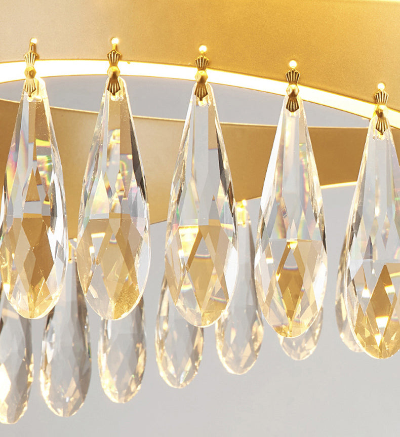 Adjustable Hanging Cord Chandelier Light Modern Round Crystal Ceiling Pendant for Restaurant