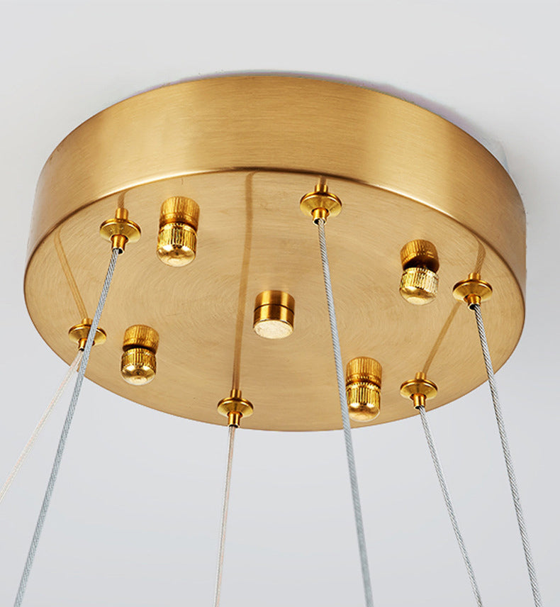 Adjustable Hanging Cord Chandelier Light Modern Round Crystal Ceiling Pendant for Restaurant