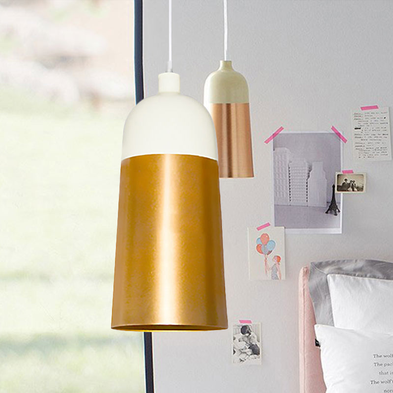 Lámpara colgante de oro moderna con tono de domo 1 cabeza de metal de metal luz colgante para dormitorio