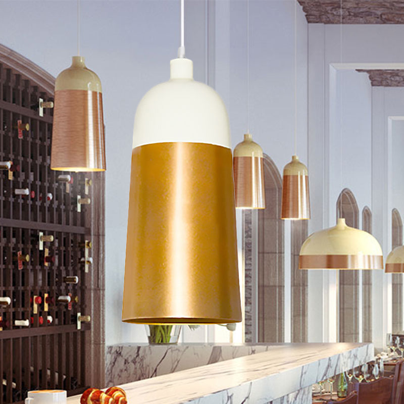 Lámpara colgante de oro moderna con tono de domo 1 cabeza de metal de metal luz colgante para dormitorio