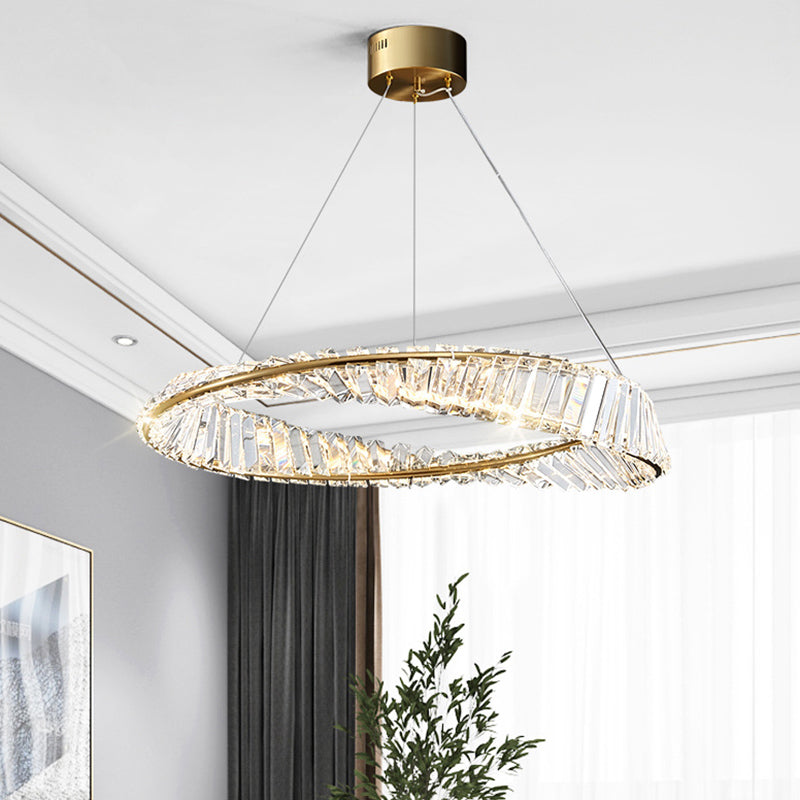 Postmodern Simplicity Round Hanging Chandelier Pendant Light Crystal Ceiling Lights Fixture for Restaurant