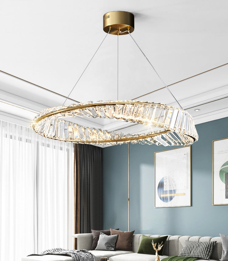 Postmodern Simplicity Round Hanging Chandelier Pendant Light Crystal Ceiling Lights Fixture for Restaurant