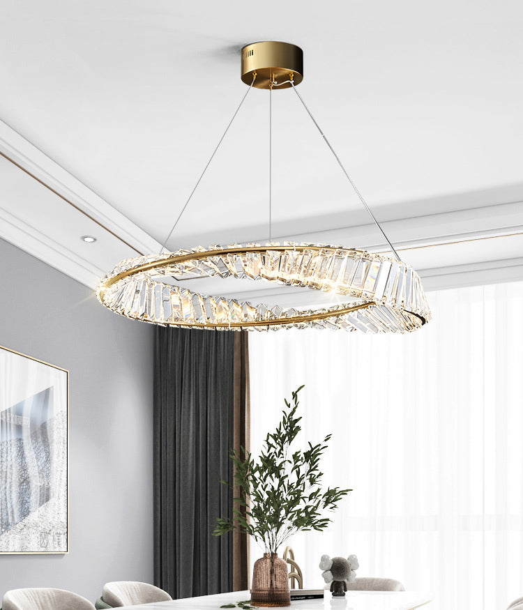 Postmodern Simplicity Round Hanging Chandelier Pendant Light Crystal Ceiling Lights Fixture for Restaurant