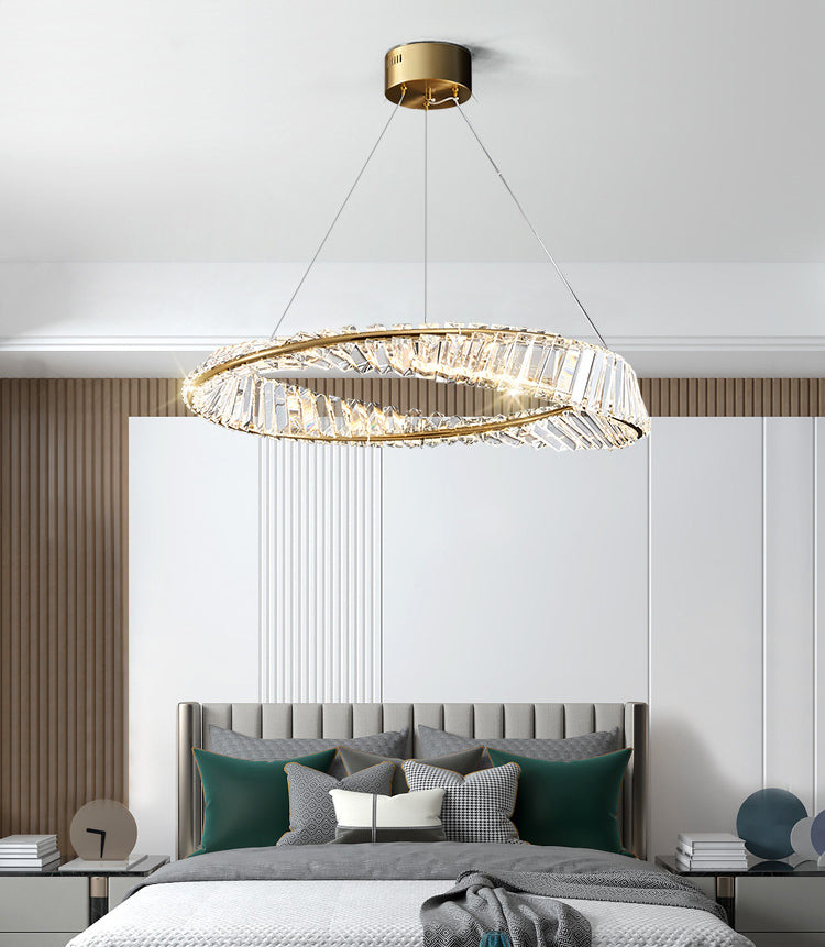 Postmodern Simplicity Round Hanging Chandelier Pendant Light Crystal Ceiling Lights Fixture for Restaurant