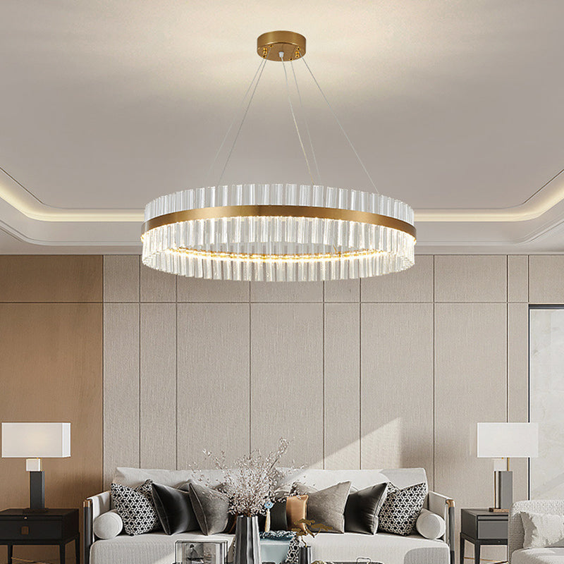 Postmodern Circular Suspended Lighting Fixture Crystal Hanging Ceiling Fixture for Restaurant