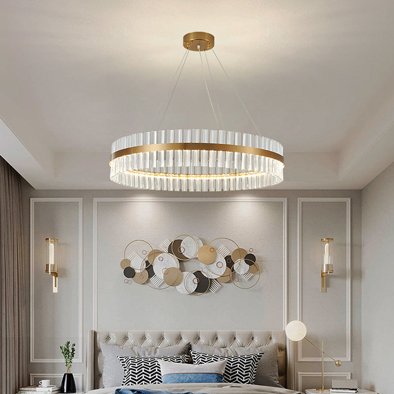 Postmodern Circular Suspended Lighting Fixture Crystal Hanging Ceiling Fixture for Restaurant