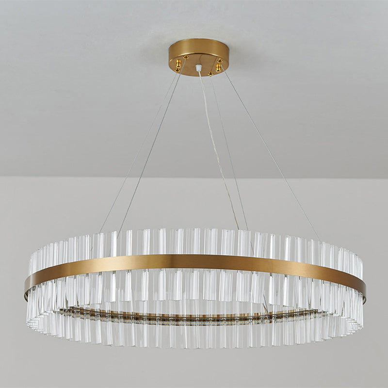 Postmodern Circular Suspended Lighting Fixture Crystal Hanging Ceiling Fixture for Restaurant